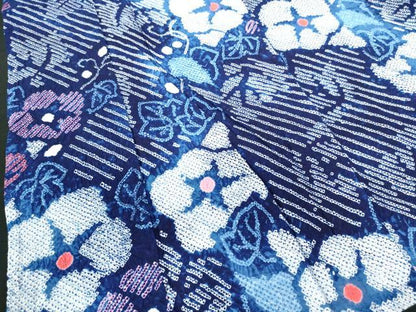 平和屋着物∴夏物　浴衣　有松鳴海絞り　草花文　朝顔　綿　逸品　DABI3187cd
