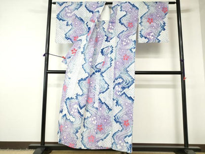 平和屋着物∴夏物　浴衣　有松鳴海絞り　流水花文　綿　逸品　DABI3189cd