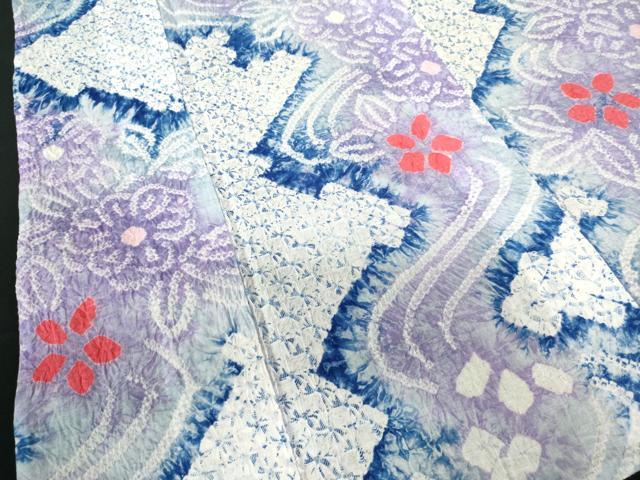 平和屋着物∴夏物　浴衣　有松鳴海絞り　流水花文　綿　逸品　DABI3189cd