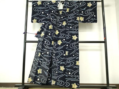 平和屋着物∴夏物　浴衣　有松鳴海絞り　舞花文　綿　逸品　DABI3190cd