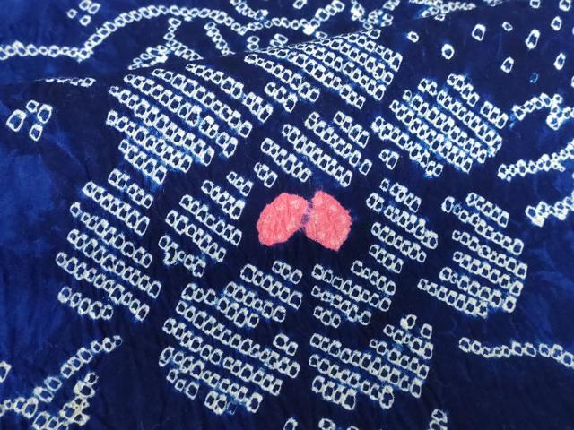 平和屋着物∴夏物　浴衣　有松鳴海絞り　雲取り花文　綿　逸品　DABI3192cd