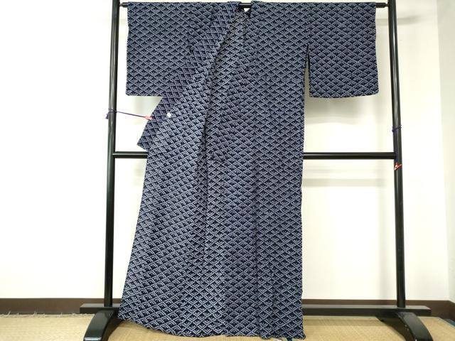 平和屋着物∴夏物　浴衣　有松鳴海絞り　抽象文　綿　逸品　DABI3199cd