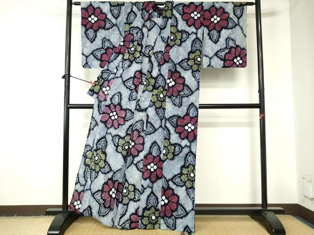 平和屋着物∴夏物　浴衣　有松鳴海絞り　草花文　綿　逸品　DABI3200cd
