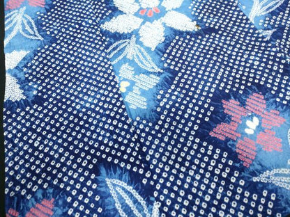 平和屋着物∴夏物　浴衣　有松鳴海絞り　草花文　綿　逸品　DABI3210cd