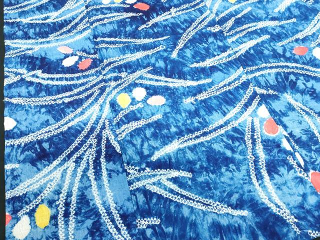 平和屋着物∴夏物　浴衣　有松鳴海絞り　草葉文　綿　逸品　未使用　DABI3211cd