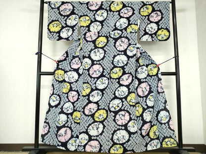 平和屋着物∴夏物　浴衣　有松鳴海絞り　舞花文　綿　逸品　未使用　DABI3213cd