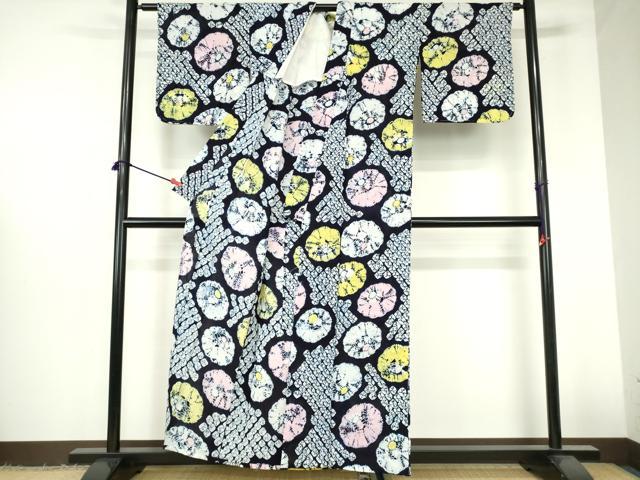 平和屋着物∴夏物　浴衣　有松鳴海絞り　舞花文　綿　逸品　未使用　DABI3213cd