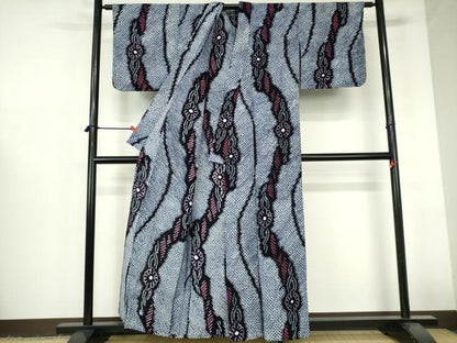 平和屋着物∴夏物　浴衣　有松鳴海絞り　花繋ぎ　綿　逸品　DABI3214cd