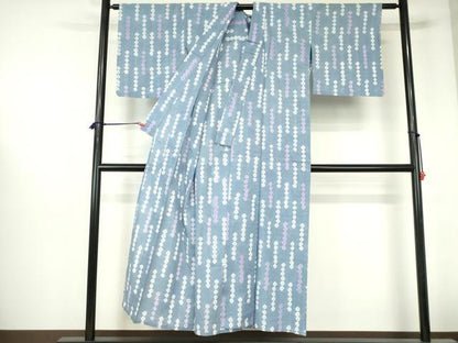 平和屋着物∴夏物　綿紅梅　浴衣　手縫い　蜘蛛絞り　綿　逸品　DABI3217cd