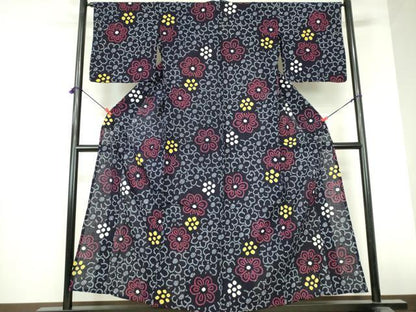 平和屋着物∴夏物　浴衣　有松鳴海絞り　花尽くし　綿　逸品　DABI3218cd