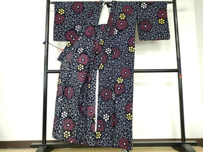 平和屋着物∴夏物　浴衣　有松鳴海絞り　花尽くし　綿　逸品　DABI3218cd