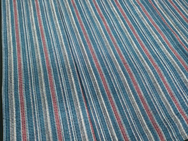 平和屋着物∴夏物　阿波しじら織　浴衣　間道　綿　逸品　DABI3227cd