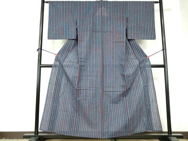 平和屋着物∴夏物　阿波しじら織　浴衣　間道　綿　逸品　DABI3228cd
