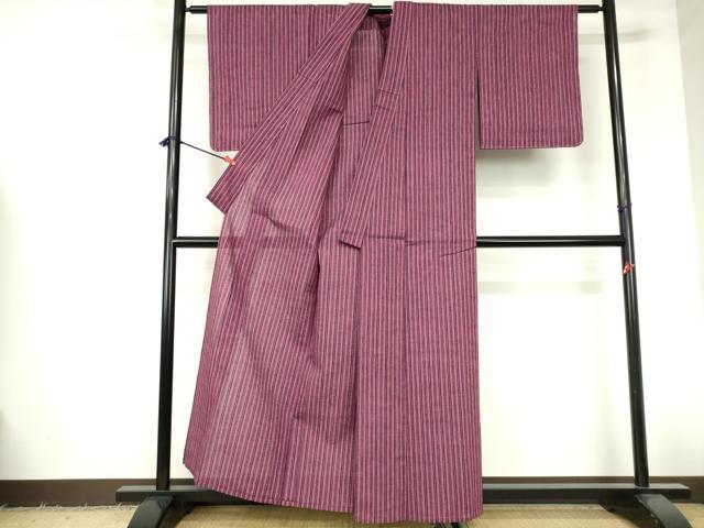 平和屋着物∴夏物　阿波しじら織　浴衣　間道　綿　逸品　未使用　DABI3229cd
