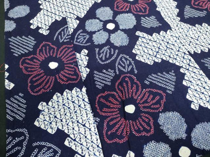 平和屋着物∴夏物　浴衣　有松鳴海絞り　草花文　綿　逸品　DABI3230cd