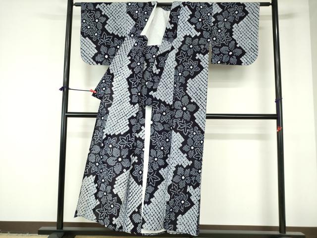 平和屋着物∴夏物　浴衣　有松鳴海絞り　花繋ぎ　綿　逸品　DABI3231cd