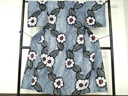 平和屋着物∴夏物　浴衣　有松鳴海絞り　草花文　向日葵　ひまわり　綿　逸品　DABI3232qa