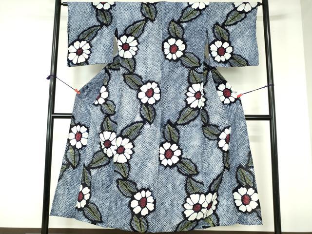 平和屋着物∴夏物　浴衣　有松鳴海絞り　草花文　向日葵　ひまわり　綿　逸品　DABI3232qa