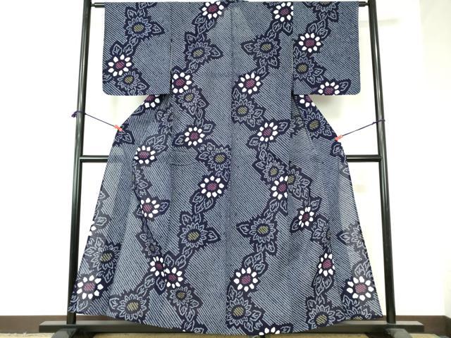 平和屋着物∴夏物　浴衣　有松鳴海絞り　草花文　向日葵　ひまわり　綿　逸品　DABI3239cd