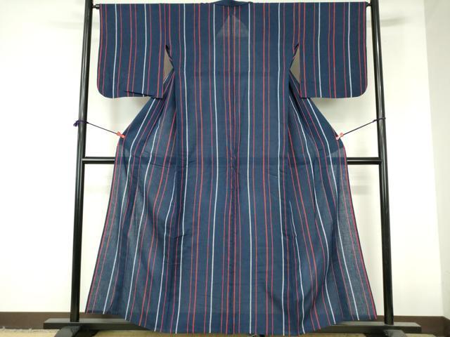 平和屋着物∴夏物　阿波しじら織　浴衣　間道　綿　逸品　DABI3242cd