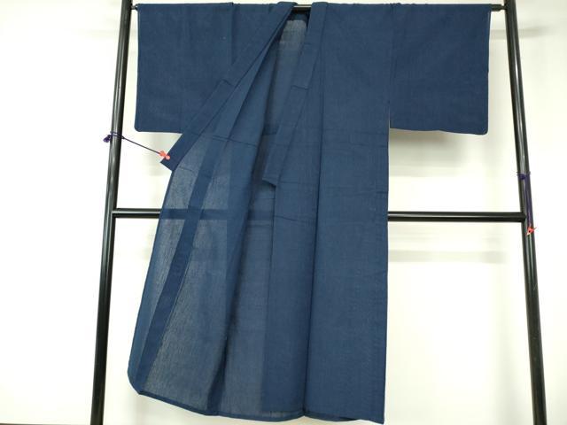 平和屋着物∴夏物　男性　阿波しじら織　浴衣　間道　綿　逸品　DABI3245cd