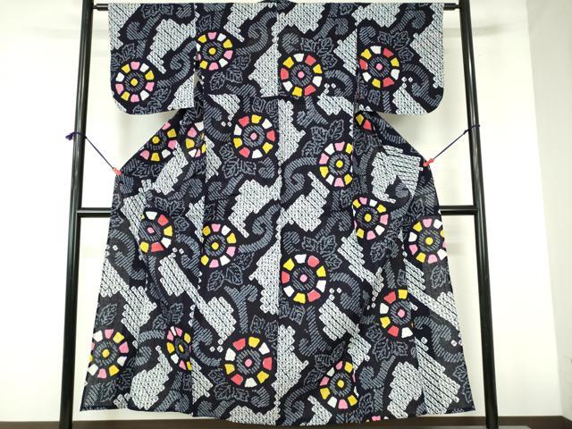 平和屋着物∴夏物　浴衣　有松鳴海絞り　花唐草文　綿　逸品　DABI3247cd
