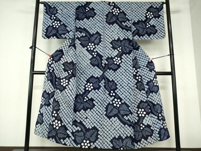 平和屋着物∴夏物　浴衣　有松鳴海絞り　枝花文　綿　逸品　DABI3248cd