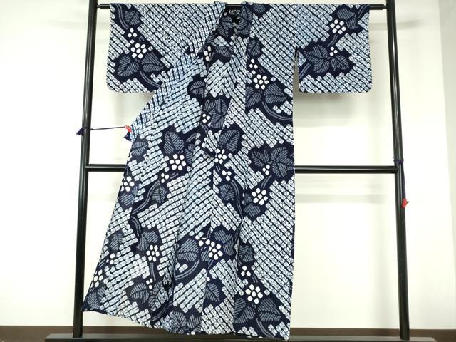 平和屋着物∴夏物　浴衣　有松鳴海絞り　枝花文　綿　逸品　DABI3248cd
