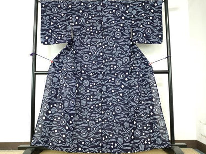 平和屋着物∴夏物　浴衣　有松鳴海絞り　露芝花文　綿　逸品　DABI3254cd