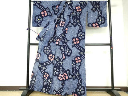 平和屋着物∴夏物　浴衣　有松鳴海絞り　流水花文　綿　逸品　DABI3255cd