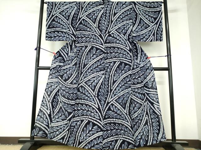 平和屋着物∴夏物　浴衣　有松鳴海絞り　草葉文　綿　逸品　未使用　DABI3259cd