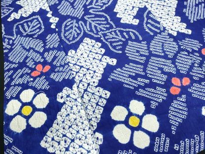平和屋着物∴夏物　浴衣　有松鳴海絞り　草花文　綿　逸品　DABI3266cd