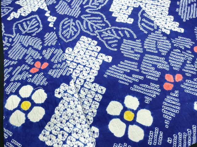 平和屋着物∴夏物　浴衣　有松鳴海絞り　草花文　綿　逸品　DABI3266cd