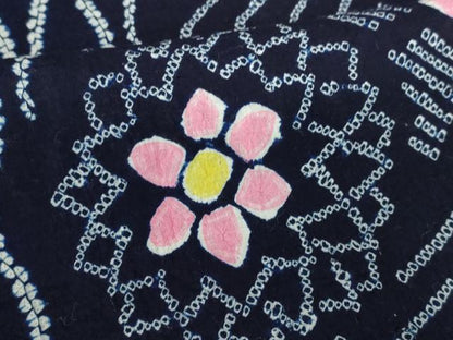平和屋着物∴夏物　浴衣　有松鳴海絞り　立涌花文　菊　綿　逸品　DABI3267cd