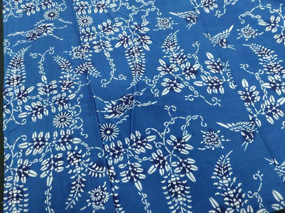平和屋着物∴夏物　注染　手縫い　飛鳥藤花文　浴衣　綿　逸品　DABI3273cd