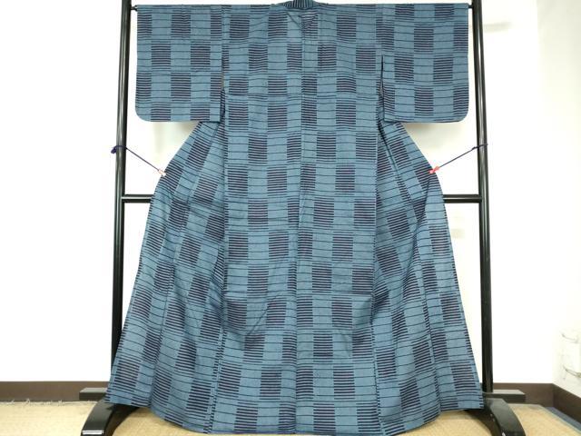 平和屋着物∴夏物　浴衣　注染　横段文　綿　逸品　DABI3276cd