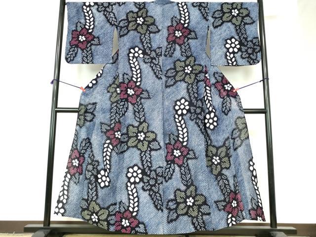 平和屋着物∴夏物　浴衣　有松鳴海絞り　草花文　綿　逸品　DABI3288cd