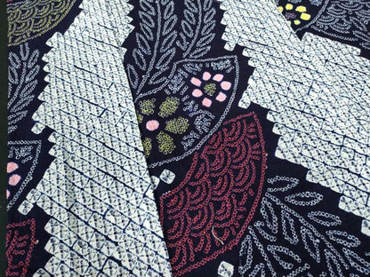 平和屋着物∴夏物　浴衣　有松鳴海絞り　地紙花文　綿　逸品　DABI3290cd