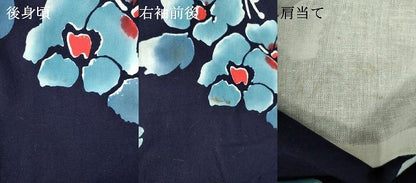 平和屋着物∴夏物　浴衣　注染　手縫い　舞花文　暈し染め　綿　逸品　DABI3291cd