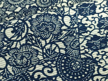 平和屋着物∴夏物　浴衣　綿絽　注染　手縫い　切嵌花文　綿　逸品　DABI3293cd