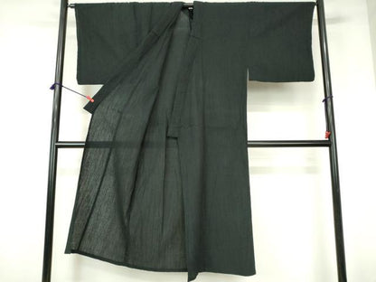 平和屋着物∴夏物　男性　色無地・浴衣兼用　ちぢみ織り　蝋色　綿麻　逸品　DABI3294cd