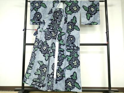 平和屋着物∴夏物　浴衣　有松鳴海絞り　枝花文　綿　逸品　DABI3298cd