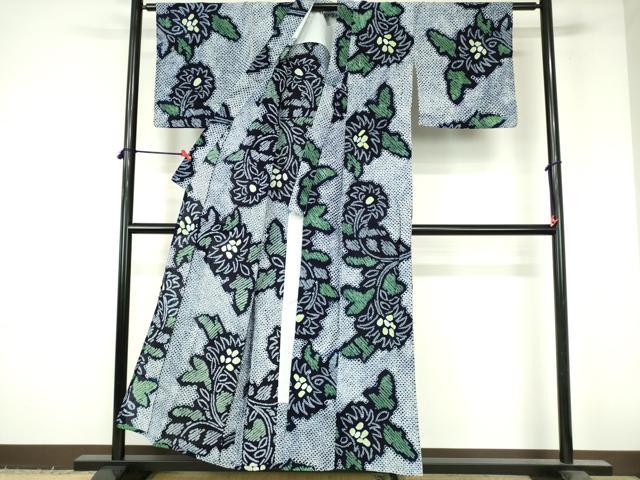 平和屋着物∴夏物　浴衣　有松鳴海絞り　枝花文　綿　逸品　DABI3298cd