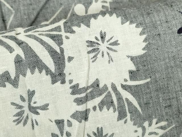 平和屋着物∴夏物　浴衣　注染　手縫い　秋草間道　綿　逸品　DABI3306cd