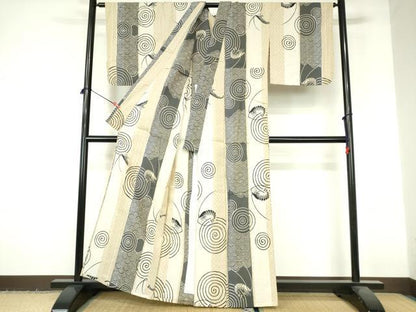 平和屋着物∴夏物　浴衣　注染　吉祥間道　海老　綿　逸品　未使用　DABI3310cd