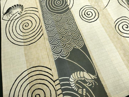 平和屋着物∴夏物　浴衣　注染　吉祥間道　海老　綿　逸品　未使用　DABI3310cd