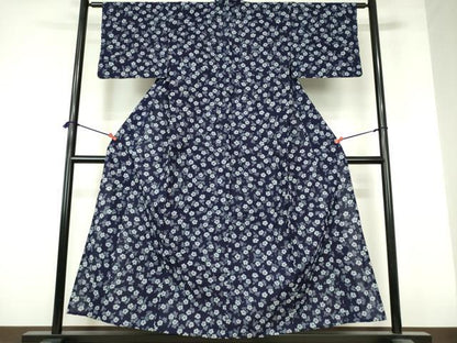 平和屋着物∴夏物　浴衣　注染　手縫い　草花文　撫子　綿　逸品　DABI3311cd