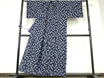 平和屋着物∴夏物　浴衣　注染　手縫い　草花文　撫子　綿　逸品　DABI3311cd