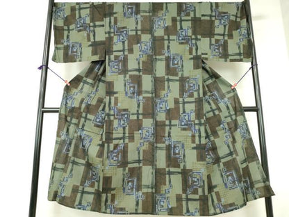 平和屋着物∴夏物　男性　綿紅梅　浴衣　抽象文　キングサイズ　綿　逸品　DABI3324cd