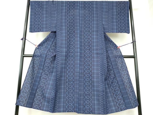 平和屋着物∴夏物　男性　浴衣　注染　手縫い　吉原間道　綿　逸品　DABI3328cd